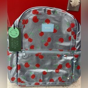 NEW STATE KANE - LARGE double zipper. Kids Cherry Pattern Backpack